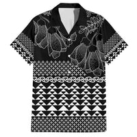 Black Taniko Kowhaiwhai Tukutuku Motif Family Matching Long Sleeve Bodycon Dress and Hawaiian Shirt