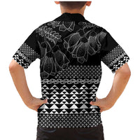 Black Taniko Kowhaiwhai Tukutuku Motif Family Matching Mermaid Dress and Hawaiian Shirt