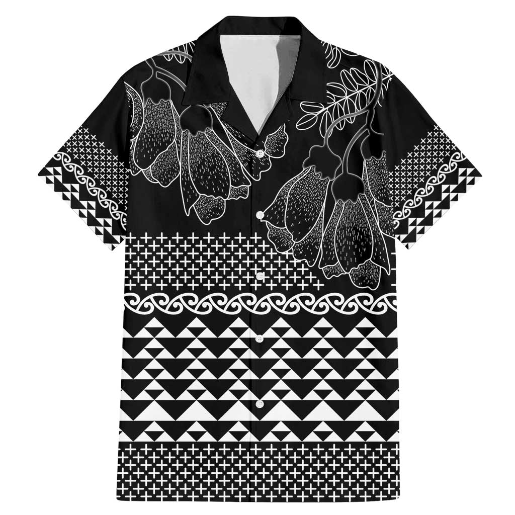 Black Taniko Kowhaiwhai Tukutuku Motif Family Matching Mermaid Dress and Hawaiian Shirt