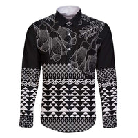 Black Taniko Kowhaiwhai Tukutuku Motif Family Matching Mermaid Dress and Hawaiian Shirt