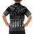 Black Taniko Kowhaiwhai Tukutuku Motif Family Matching Off Shoulder Maxi Dress and Hawaiian Shirt
