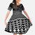 Black Taniko Kowhaiwhai Tukutuku Motif Family Matching Off Shoulder Maxi Dress and Hawaiian Shirt
