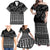 Black Taniko Kowhaiwhai Tukutuku Motif Family Matching Off Shoulder Maxi Dress and Hawaiian Shirt