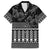 Black Taniko Kowhaiwhai Tukutuku Motif Family Matching Off Shoulder Maxi Dress and Hawaiian Shirt