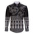 Black Taniko Kowhaiwhai Tukutuku Motif Family Matching Off Shoulder Maxi Dress and Hawaiian Shirt