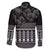 Black Taniko Kowhaiwhai Tukutuku Motif Family Matching Off Shoulder Maxi Dress and Hawaiian Shirt