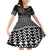 Black Taniko Kowhaiwhai Tukutuku Motif Family Matching Off Shoulder Short Dress and Hawaiian Shirt