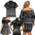 Black Taniko Kowhaiwhai Tukutuku Motif Family Matching Off Shoulder Short Dress and Hawaiian Shirt