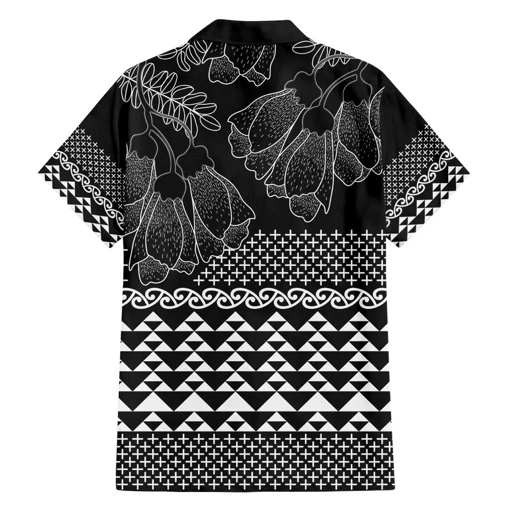 Black Taniko Kowhaiwhai Tukutuku Motif Family Matching Puletasi and Hawaiian Shirt