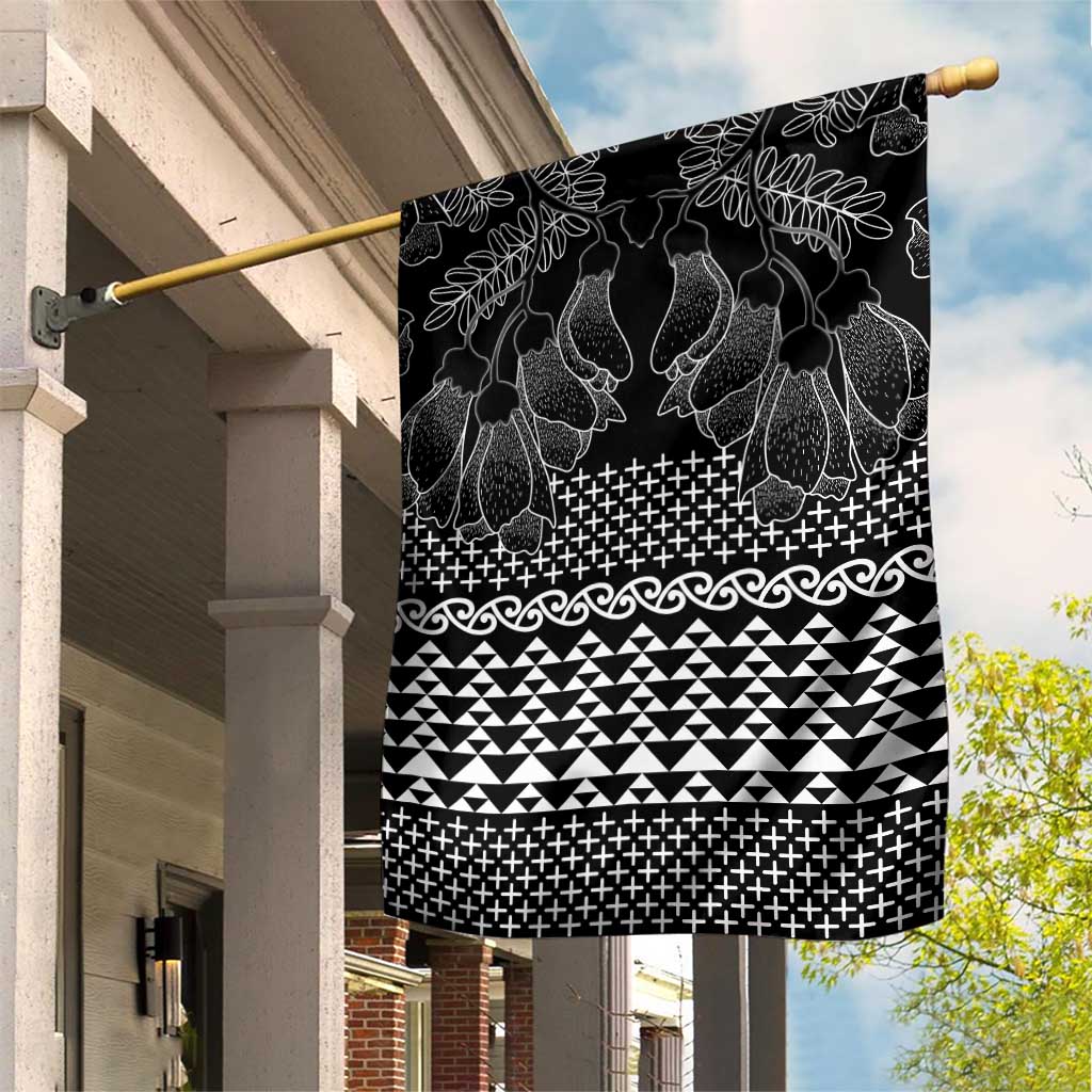 Black Taniko Kowhaiwhai Tukutuku Motif Garden Flag LT9 House Flag Black - Polynesian Pride