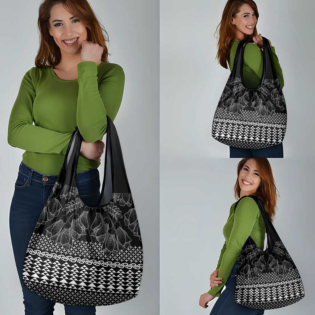 Black Taniko Kowhaiwhai Tukutuku Motif Grocery Bag