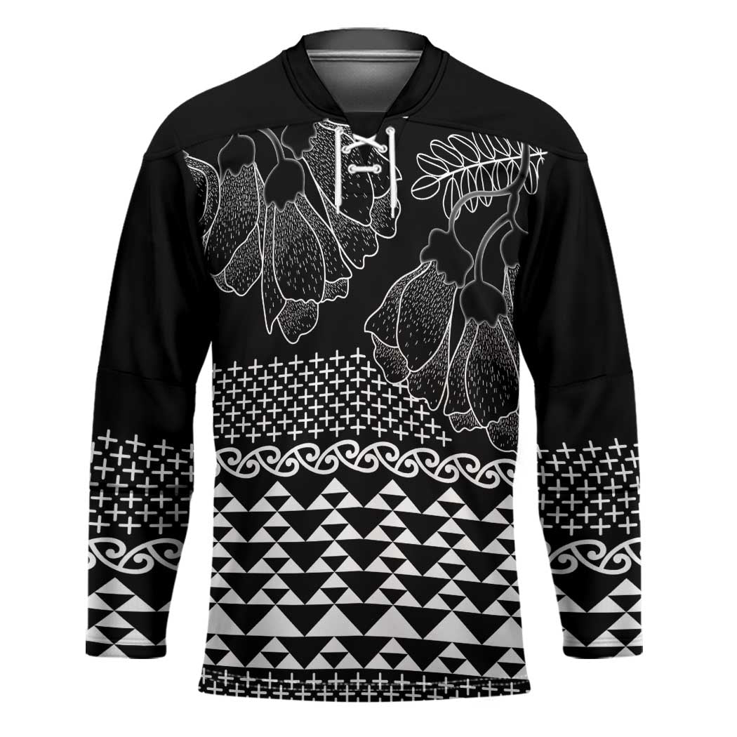 Black Taniko Kowhaiwhai Tukutuku Motif Hockey Jersey LT9 Unisex Black - Polynesian Pride