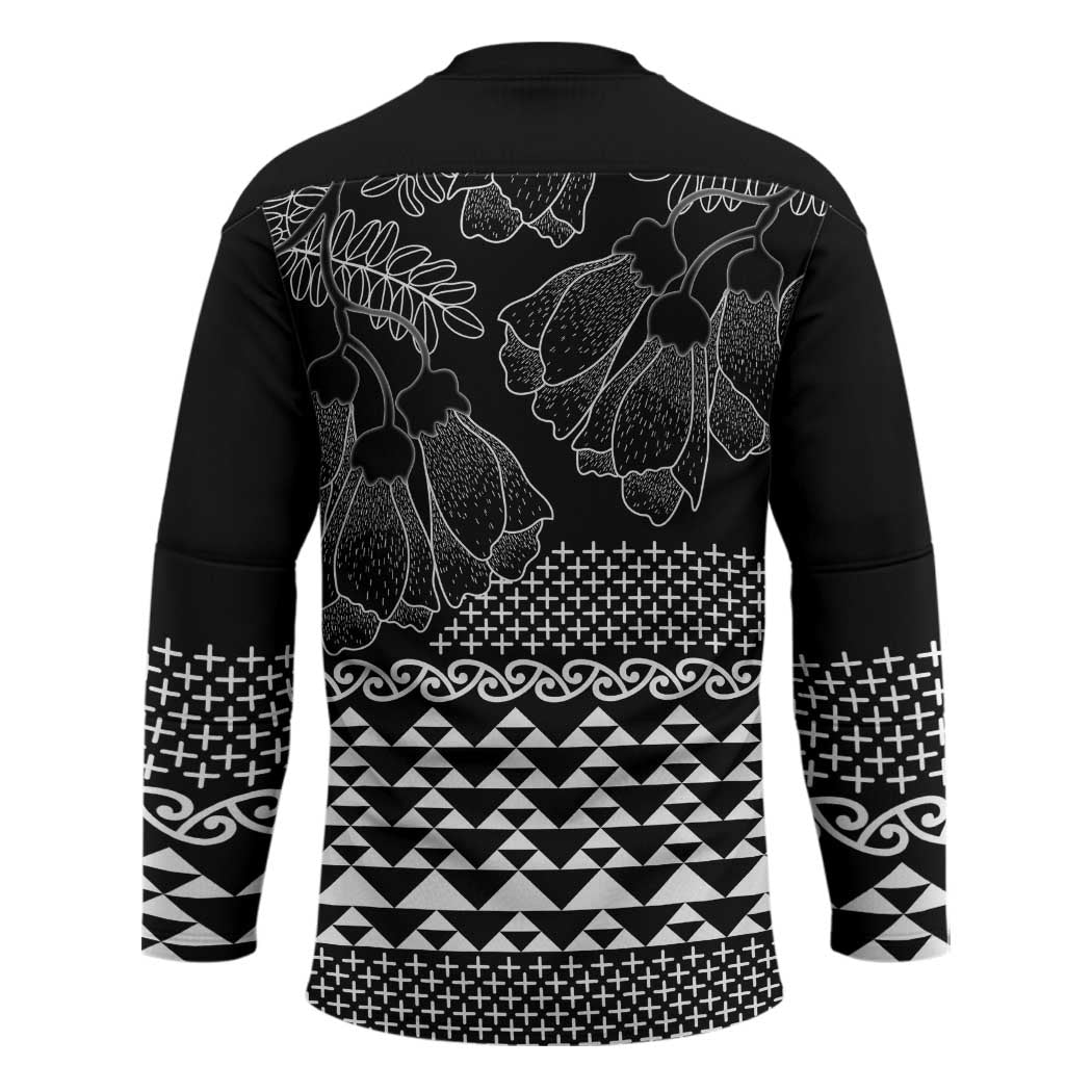 Black Taniko Kowhaiwhai Tukutuku Motif Hockey Jersey LT9 - Polynesian Pride