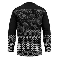 Black Taniko Kowhaiwhai Tukutuku Motif Hockey Jersey LT9 - Polynesian Pride