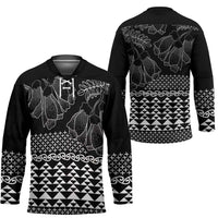 Black Taniko Kowhaiwhai Tukutuku Motif Hockey Jersey LT9 - Polynesian Pride