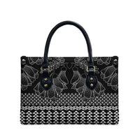 Black Taniko Kowhaiwhai Tukutuku Motif Leather Bag - Polynesian Pride
