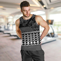Black Taniko Kowhaiwhai Tukutuku Motif Men Tank Top LT9 Black - Polynesian Pride
