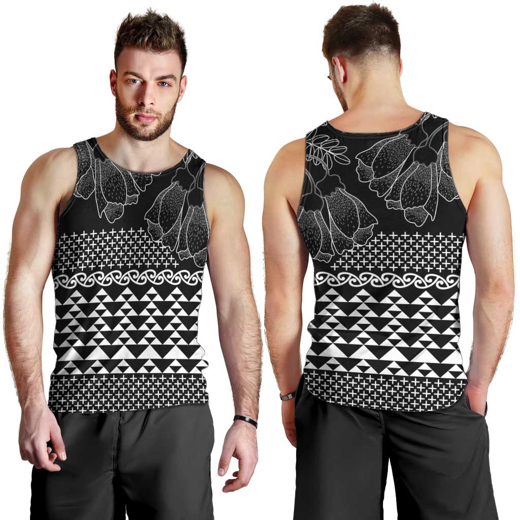 Black Taniko Kowhaiwhai Tukutuku Motif Men Tank Top LT9 - Polynesian Pride