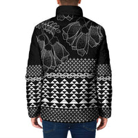 Black Taniko Kowhaiwhai Tukutuku Motif Padded Jacket LT9 - Polynesian Pride