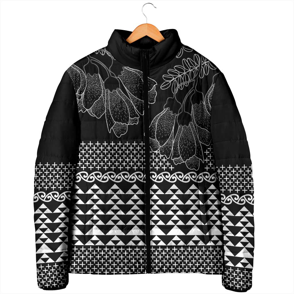 Black Taniko Kowhaiwhai Tukutuku Motif Padded Jacket LT9 - Polynesian Pride