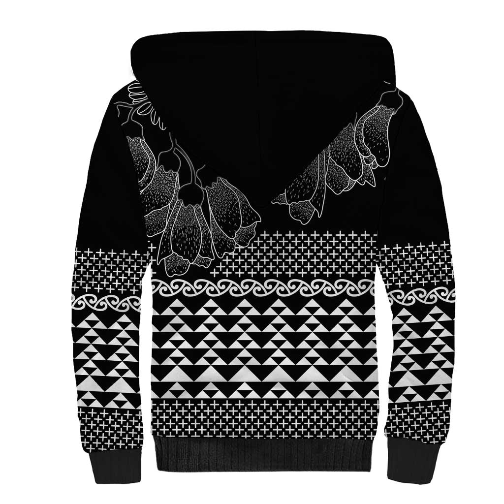 Black Taniko Kowhaiwhai Tukutuku Motif Sherpa Hoodie LT9 - Polynesian Pride