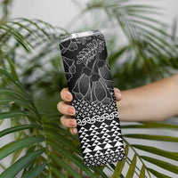 Black Taniko Kowhaiwhai Tukutuku Motif Skinny Tumbler