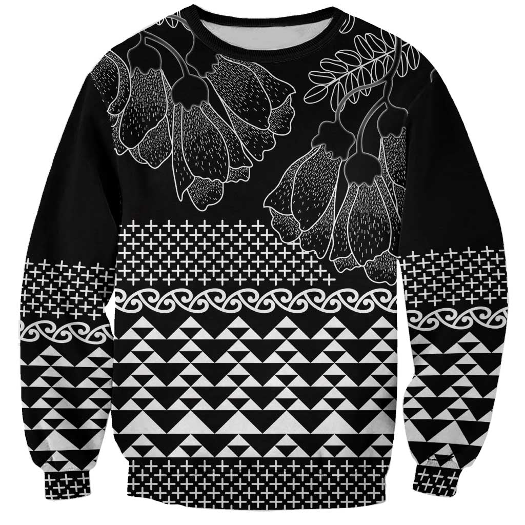 Black Taniko Kowhaiwhai Tukutuku Motif Sweatshirt LT9 Unisex Black - Polynesian Pride