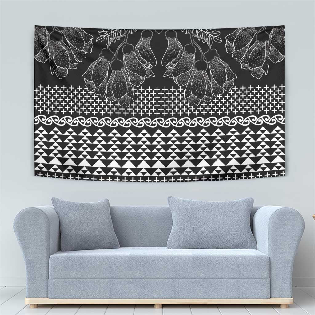 Black Taniko Kowhaiwhai Tukutuku Motif Tapestry