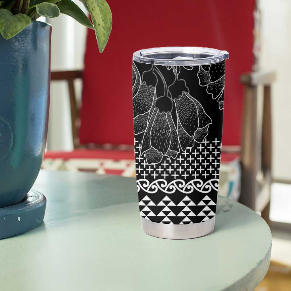 Black Taniko Kowhaiwhai Tukutuku Motif Tumbler Cup LT9 - Polynesian Pride