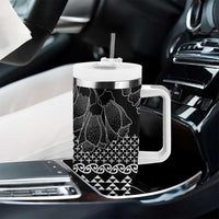 Black Taniko Kowhaiwhai Tukutuku Motif Tumbler With Handle