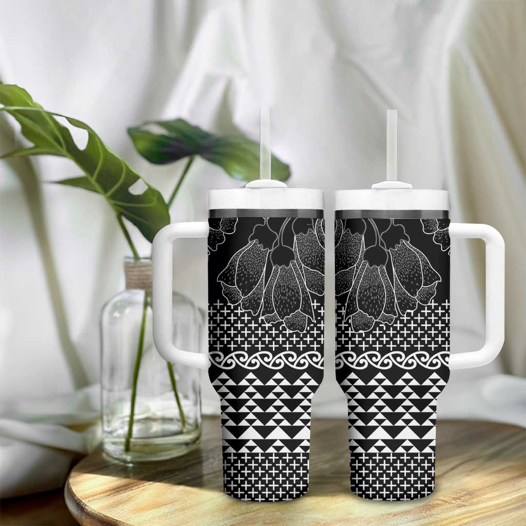 Black Taniko Kowhaiwhai Tukutuku Motif Tumbler With Handle