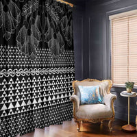 Black Taniko Kowhaiwhai Tukutuku Motif Window Curtain LT9 - Polynesian Pride