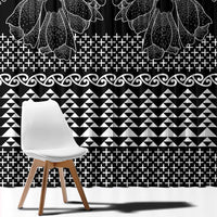 Black Taniko Kowhaiwhai Tukutuku Motif Window Curtain LT9 - Polynesian Pride