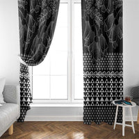 Black Taniko Kowhaiwhai Tukutuku Motif Window Curtain LT9 - Polynesian Pride