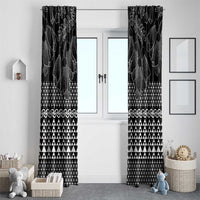 Black Taniko Kowhaiwhai Tukutuku Motif Window Curtain LT9 - Polynesian Pride