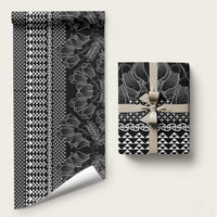 Black Taniko Kowhaiwhai Tukutuku Motif Wrapping Paper LT9 58" × 23" Black - Polynesian Pride