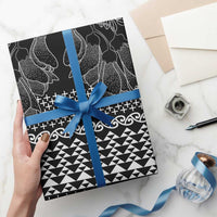 Black Taniko Kowhaiwhai Tukutuku Motif Wrapping Paper LT9 - Polynesian Pride