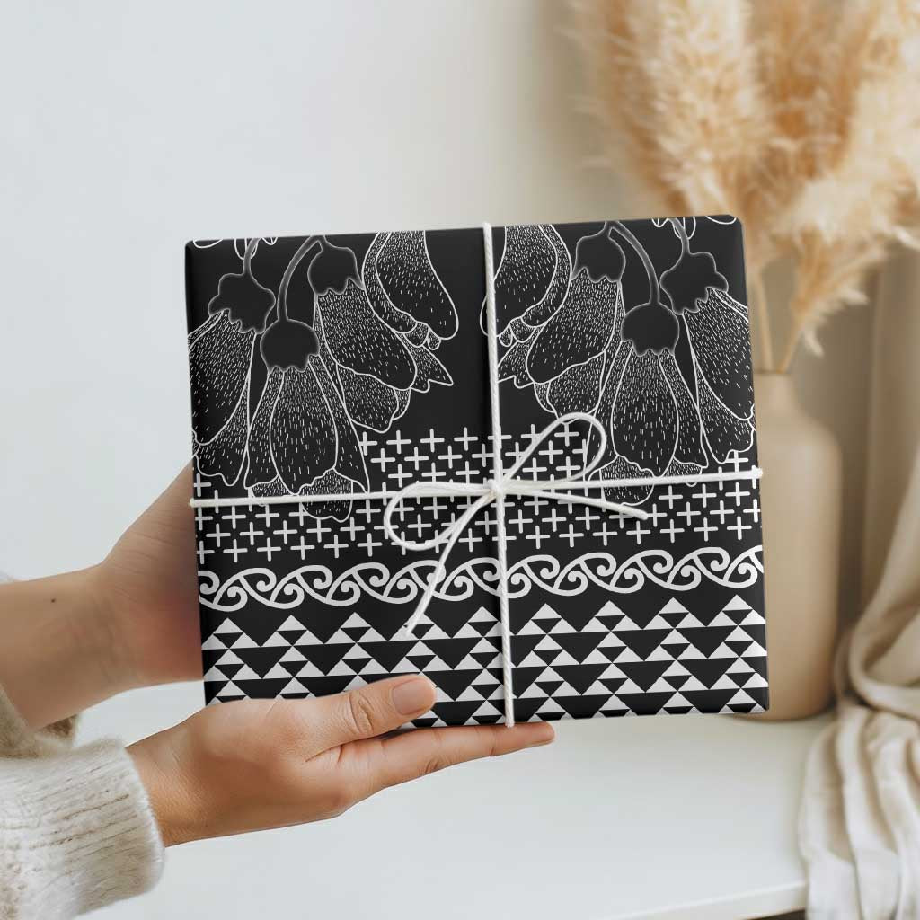 Black Taniko Kowhaiwhai Tukutuku Motif Wrapping Paper LT9 - Polynesian Pride