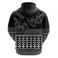 Black Taniko Kowhaiwhai Tukutuku Motif Zip Hoodie