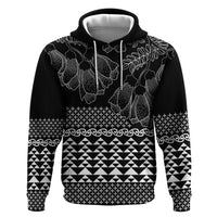 Black Taniko Kowhaiwhai Tukutuku Motif Zip Hoodie