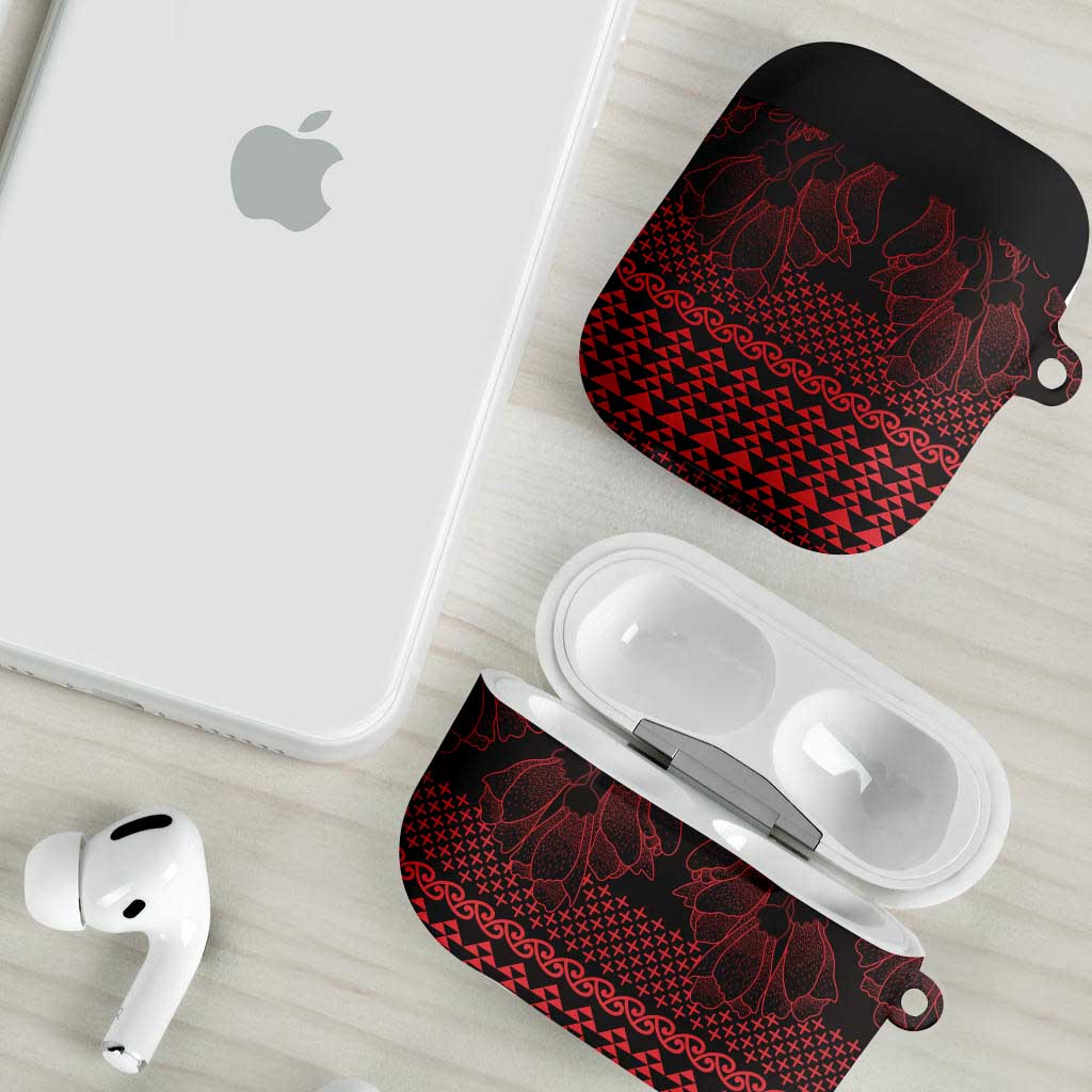Red Taniko Kowhaiwhai Tukutuku Motif AirPods Case LT9 - Polynesian Pride