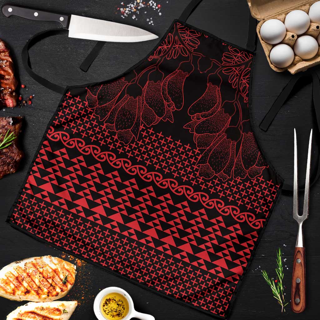 Red Taniko Kowhaiwhai Tukutuku Motif Apron LT9 Red - Polynesian Pride