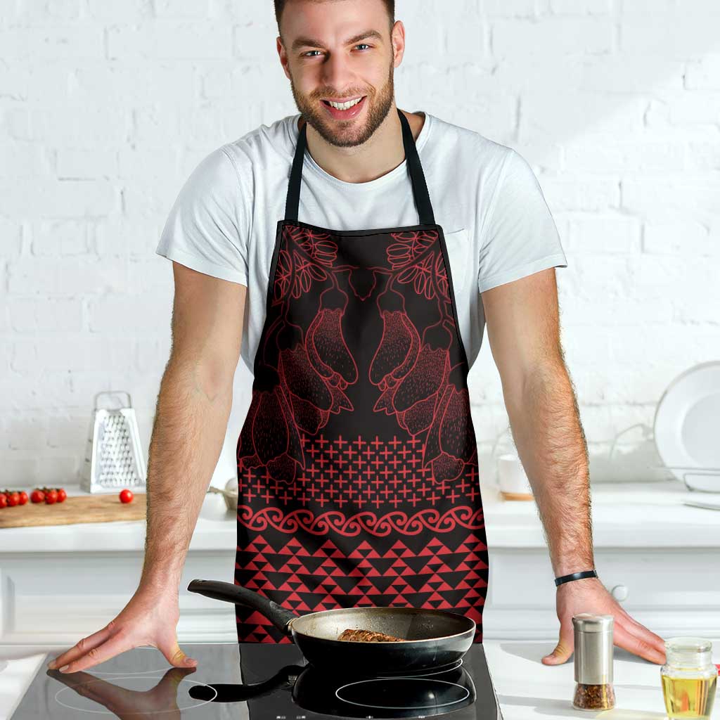 Red Taniko Kowhaiwhai Tukutuku Motif Apron LT9 - Polynesian Pride