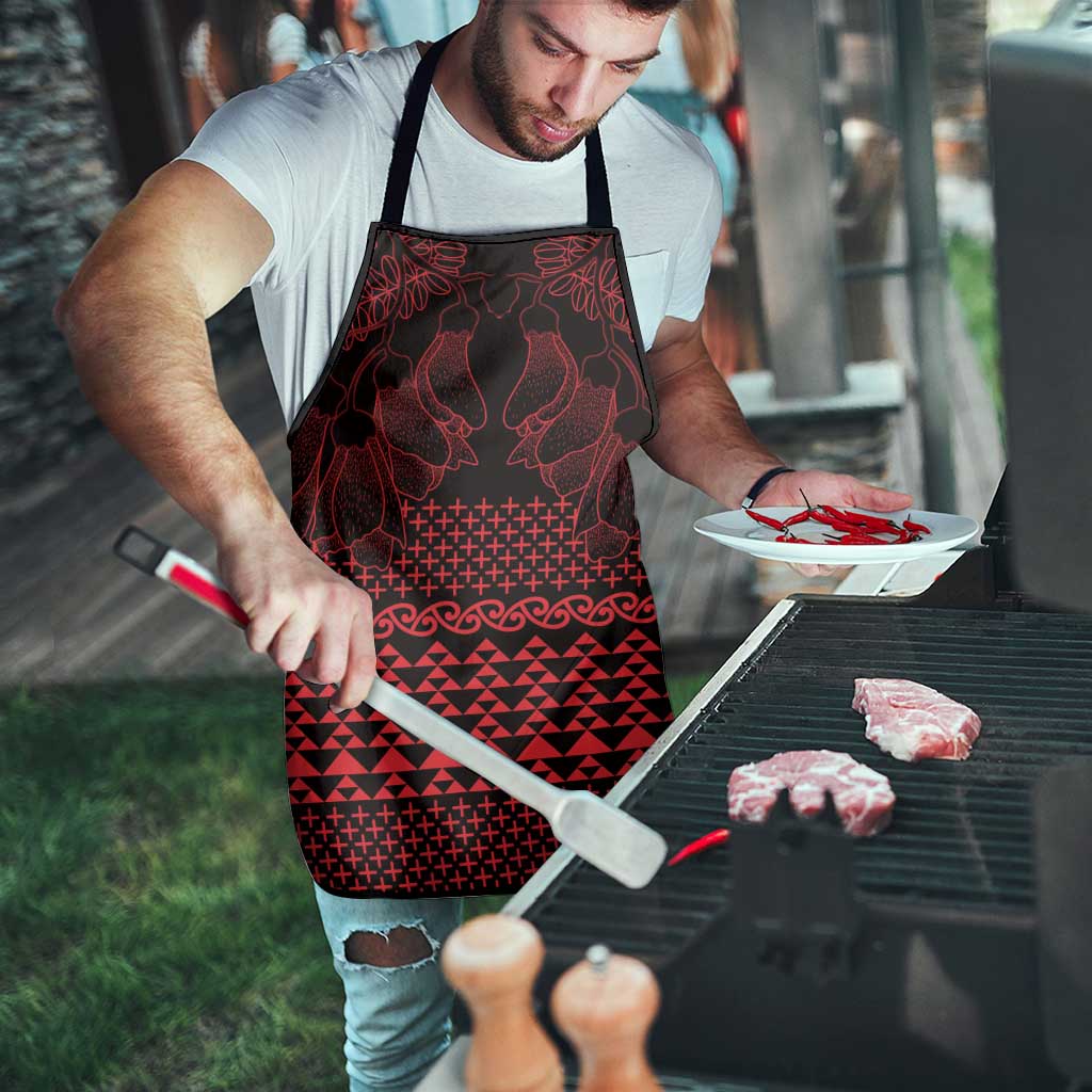 Red Taniko Kowhaiwhai Tukutuku Motif Apron LT9 - Polynesian Pride