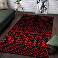 Red Taniko Kowhaiwhai Tukutuku Motif Area Rug