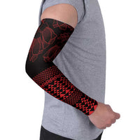 Red Taniko Kowhaiwhai Tukutuku Motif Arm Sleeves - Polynesian Pride
