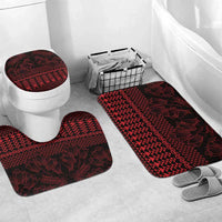Red Taniko Kowhaiwhai Tukutuku Motif Bathroom Set - Polynesian Pride
