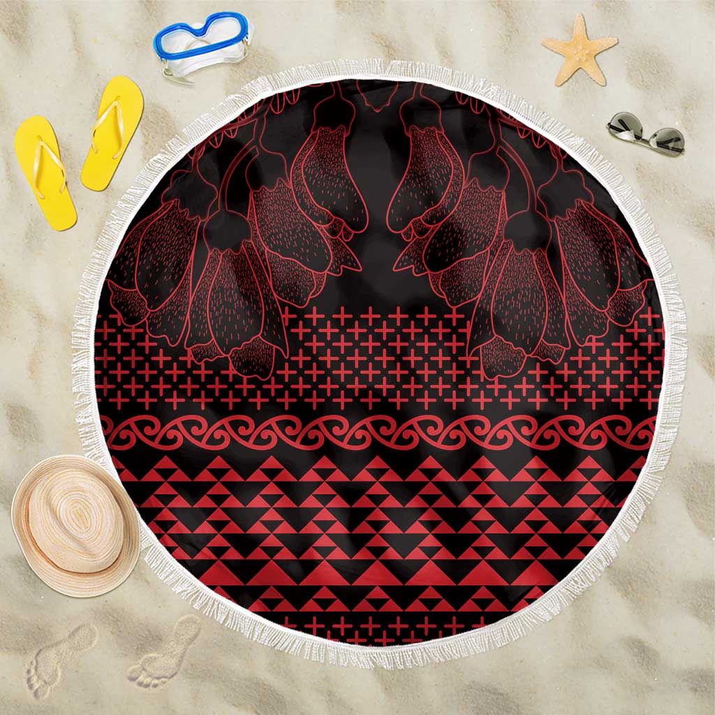 Red Taniko Kowhaiwhai Tukutuku Motif Beach Blanket LT9 One Size 150cm Red - Polynesian Pride