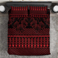 Red Taniko Kowhaiwhai Tukutuku Motif Bedding Set