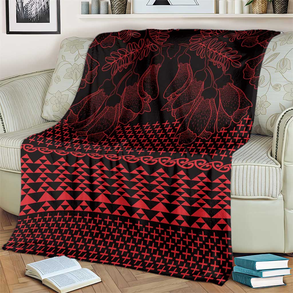 Red Taniko Kowhaiwhai Tukutuku Motif Blanket LT9 - Polynesian Pride